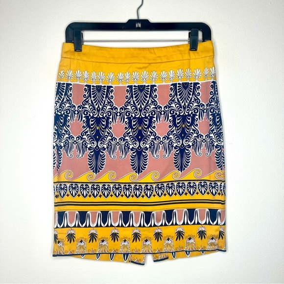 J. Crew Dresses & Skirts - J. Crew Yellow and Pink Patterned Pencil Skirt Size 4